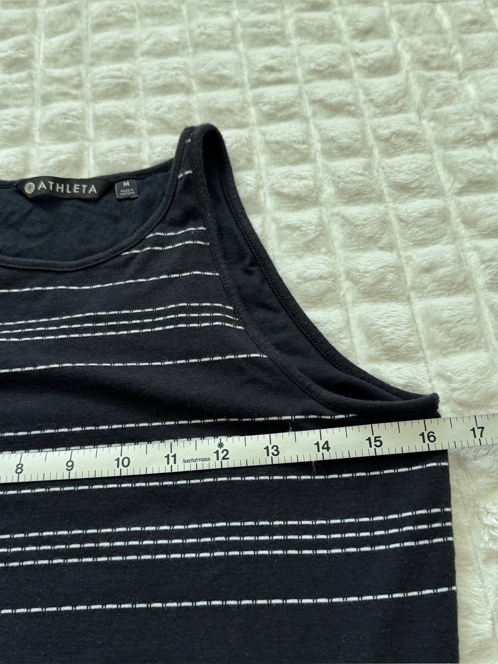 Athleta Medium Black Stripe Sleeveless Fitted Midi Dress ~ Modal Blend - Picture 3 of 6